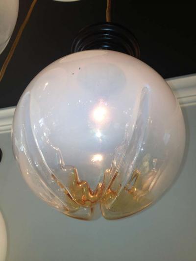 European Art Glass Globe Art Deco Chandelier