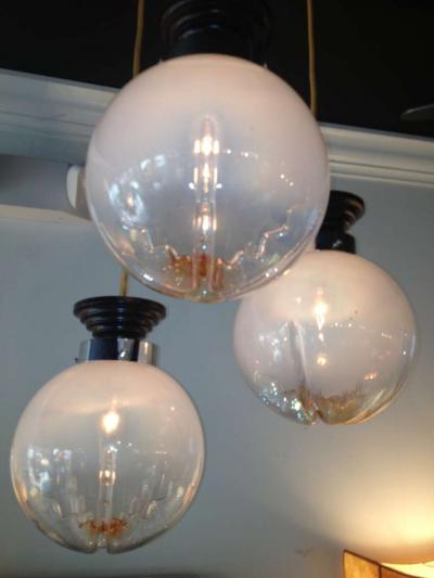 European Art Glass Globe Art Deco Chandelier