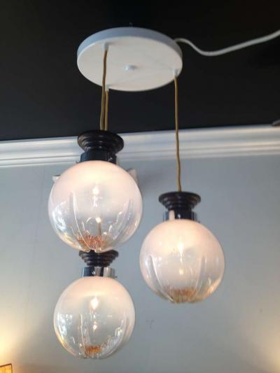 European Art Glass Globe Art Deco Chandelier