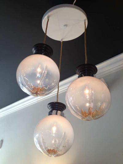 European Art Glass Globe Art Deco Chandelier