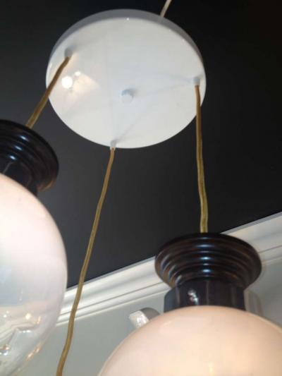 European Art Glass Globe Art Deco Chandelier