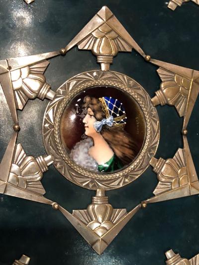 European Art Nouveau Art Deco Metal Enamel Curiosity Box