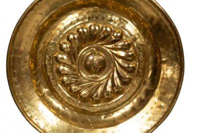European Baroque Brass Alms Plate
