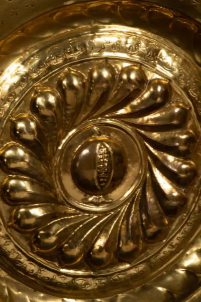 European Baroque Brass Alms Plate