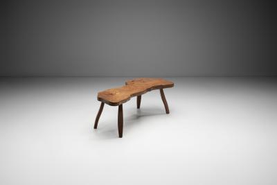 European Brutalist Elm Coffee Table Europe ca 1960s