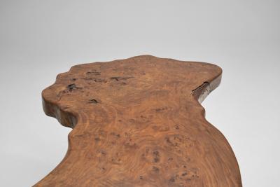 European Brutalist Elm Coffee Table Europe ca 1960s