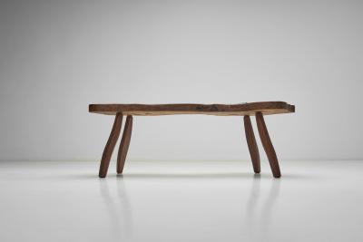 European Brutalist Elm Coffee Table Europe ca 1960s