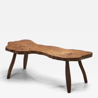European Brutalist Elm Coffee Table Europe ca 1960s