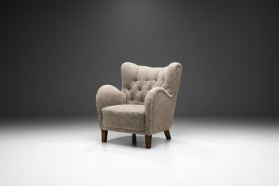 European Cabinetmaker Armchair Upholstered in Wool Europe ca 1950s