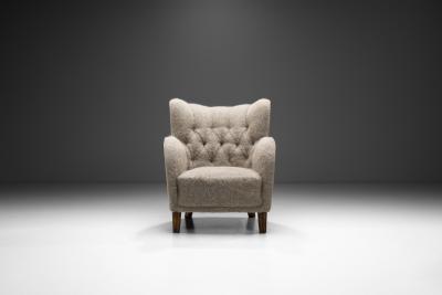 European Cabinetmaker Armchair Upholstered in Wool Europe ca 1950s