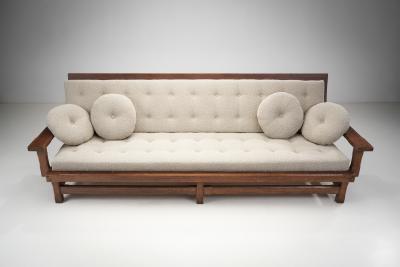 European Cabinetmaker Three Seater Sofa with Boucl Cushions Europe ca 1950s