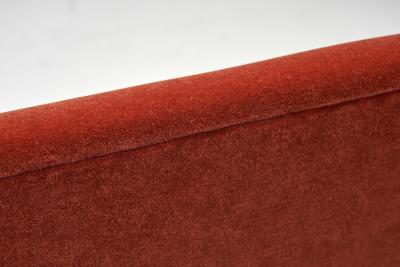 European Cabinetmaker Two Seater Sofa in Red Mohair Europe 1940s