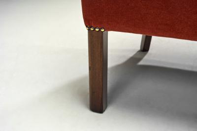 European Cabinetmaker Two Seater Sofa in Red Mohair Europe 1940s