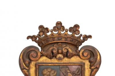 European Carved Gilt And Polychrome Coat Of Arms