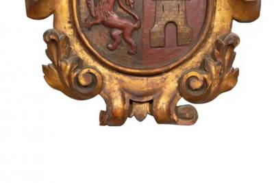 European Carved Gilt And Polychrome Coat Of Arms