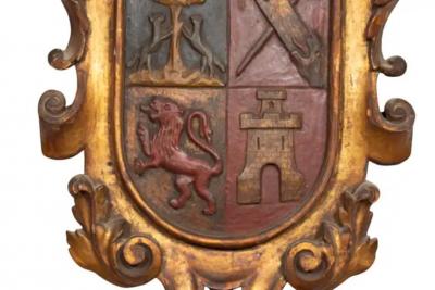 European Carved Gilt And Polychrome Coat Of Arms