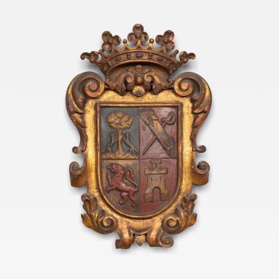 European Carved Gilt And Polychrome Coat Of Arms