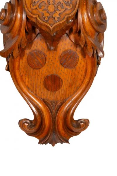 European Carved Oak Coat Of Arms