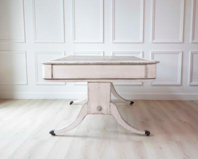 European Early 19th Century Partners Desk with Bronze Mounts and Leather Top