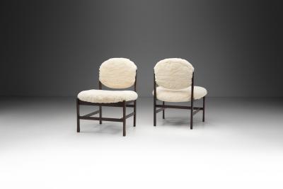 European Easy Chairs Upholstered in Sheepskin Europe ca 1950s