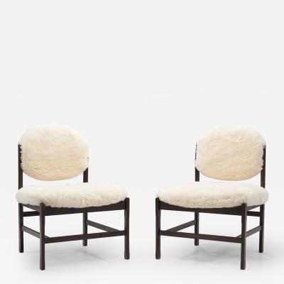 European Easy Chairs Upholstered in Sheepskin Europe ca 1950s