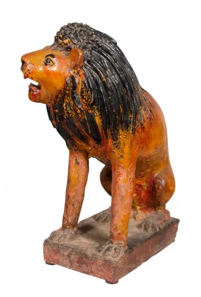 European Glazed Terracotta Figure of a Lion