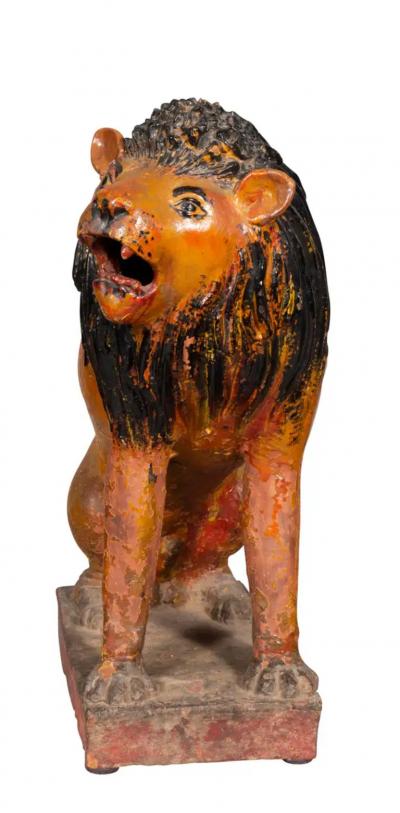 European Glazed Terracotta Figure of a Lion