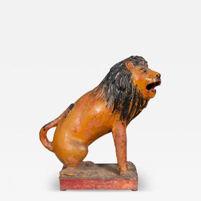 European Glazed Terracotta Figure of a Lion