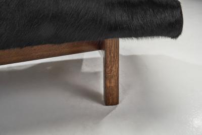 European Mid Century Sofa in Black Cow Hide Europe ca 1950s