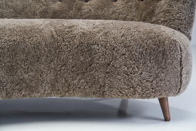 European Mid Century Upholstered Crescent Sofa Europe ca 1950s