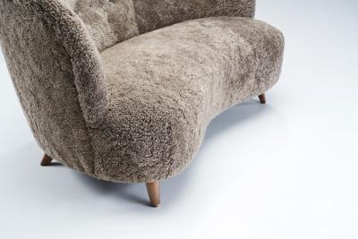 European Mid Century Upholstered Crescent Sofa Europe ca 1950s