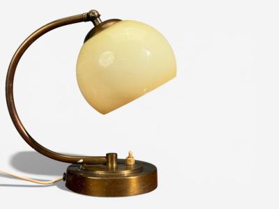 European Modern Desk Lamp Brass Glass Europe 1970s