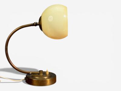 European Modern Desk Lamp Brass Glass Europe 1970s