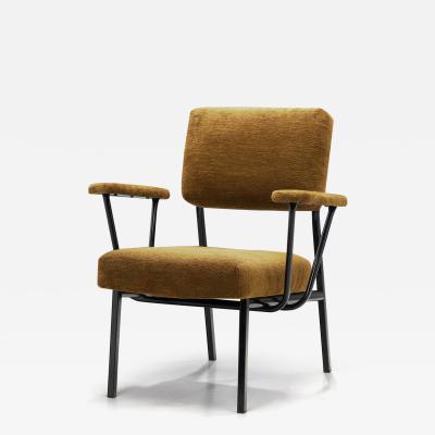 European Modern Metal Accent Chair Upholstered in Velour Europe ca 1960s