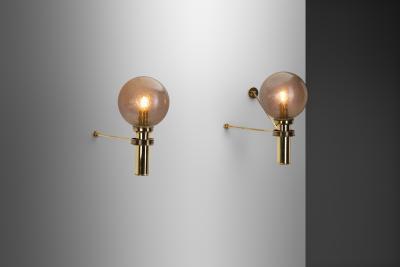 European Modern Wall Sconces in Brass Bubble Glass Europe ca 1950s