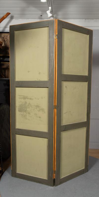 European Oil On Canvas Screen Of Land And Sea