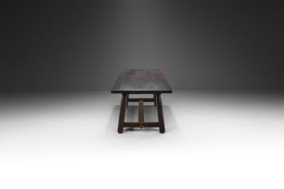 European Solid Wood Dining Table with Tenon and Mortise Joinery Europe ca 1950s