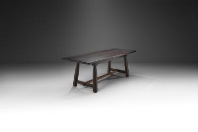 European Solid Wood Dining Table with Tenon and Mortise Joinery Europe ca 1950s