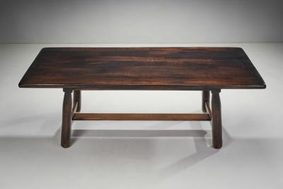 European Solid Wood Dining Table with Tenon and Mortise Joinery Europe ca 1950s