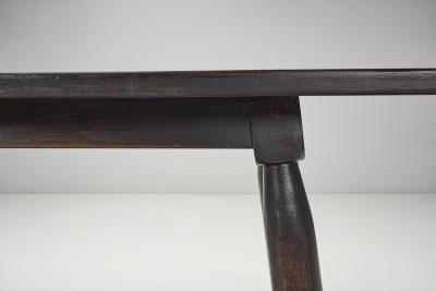 European Solid Wood Dining Table with Tenon and Mortise Joinery Europe ca 1950s