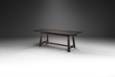 European Solid Wood Dining Table with Tenon and Mortise Joinery Europe ca 1950s