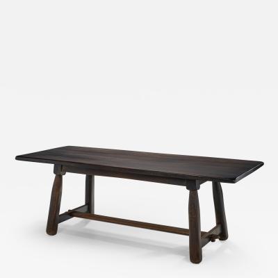 European Solid Wood Dining Table with Tenon and Mortise Joinery Europe ca 1950s