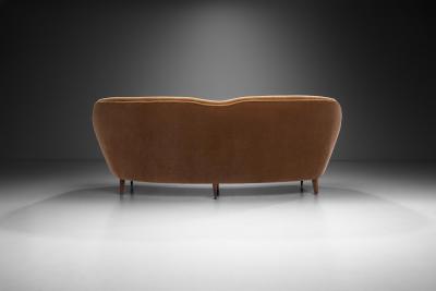European Upholstered Three Seater Sofa with Stained Wood Legs Europe ca 1960s
