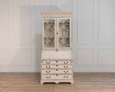 European two part vitrine cabinet with fine carvings circa 1790