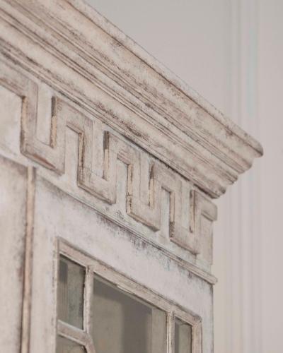 European two part vitrine cabinet with fine carvings circa 1790