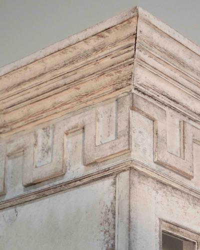 European two part vitrine cabinet with fine carvings circa 1790