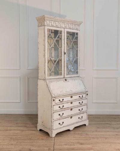European two part vitrine cabinet with fine carvings circa 1790