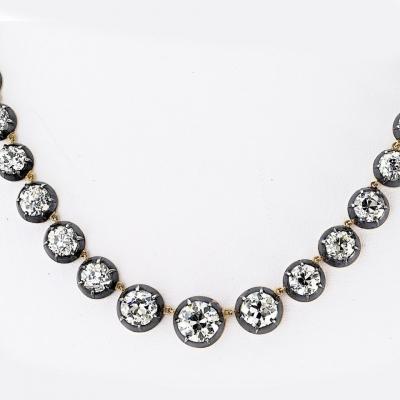 Euros 18K Yellow Gold Silver Old European Repro Necklace 46 15cttw Necklace