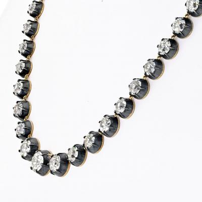 Euros 18K Yellow Gold Silver Old European Repro Necklace 46 15cttw Necklace