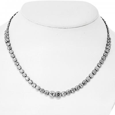 Euros Platinum Old European Cut Diamond 15 10ct Necklace